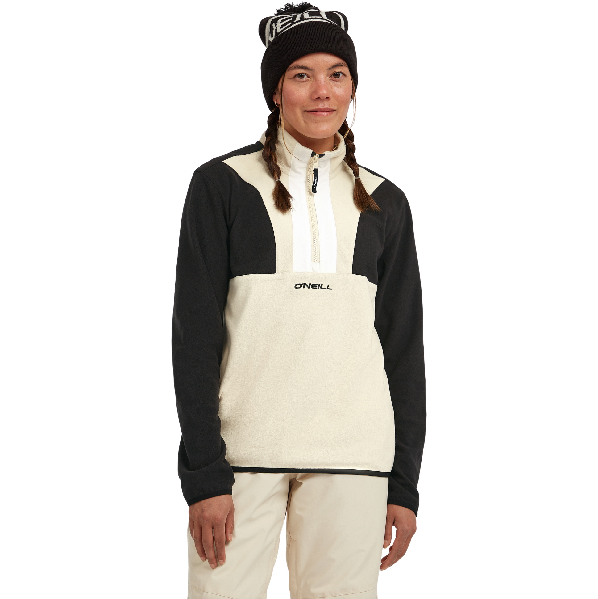 2025 O'Neill FWC'Cruz Triple Polartec Half Zip Para Mulher Fleece 1350080 - Black Out Colour Block